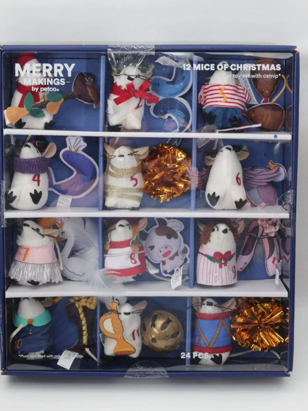 MERRY MAKINGS Mini Plush Mice 12 Days of Christmas Advent CATNIP CAT TOYS